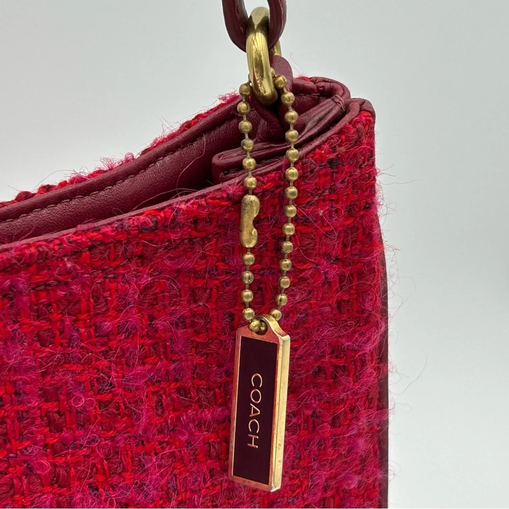 Vintage Coach Y2K Magenta Tweed Shoulder Bag - Picture 2 of 16